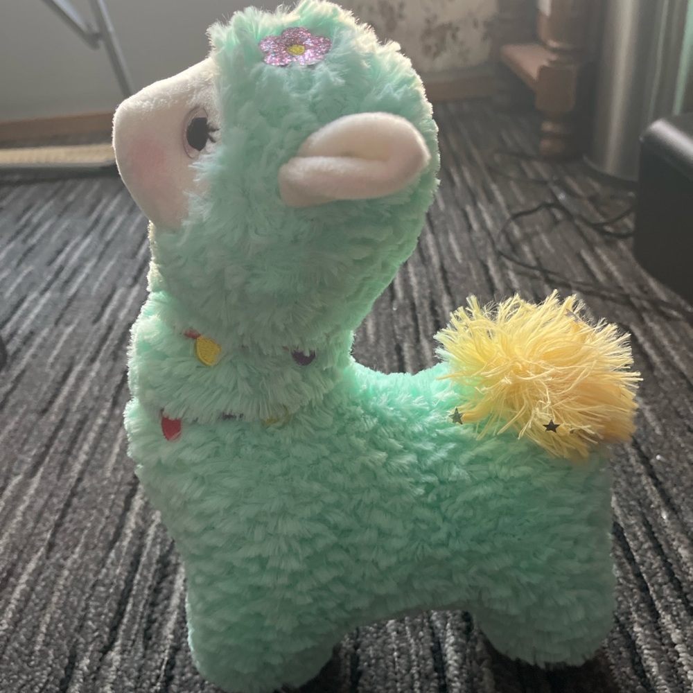 Plush Llama Toy - Green and Yellow
